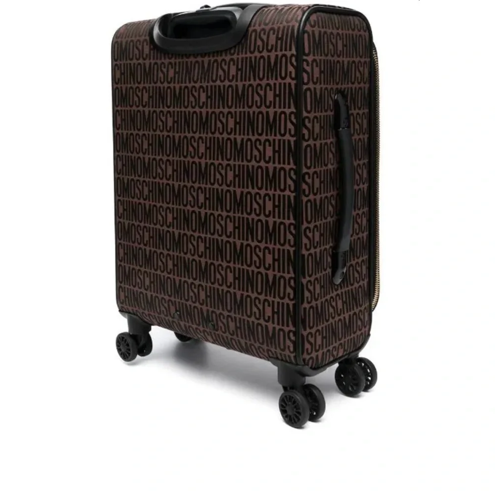 MOSCHINO MONOGRAM-PATTERN LEATHER SUITCASE Authentic,Calf Leather. Nice luggage